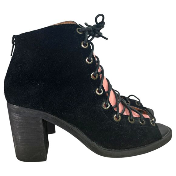 Jeffrey Campbell Cors Lace Up Chunky Heel Boots Booties Heels Size 7.5 - Picture 3 of 12